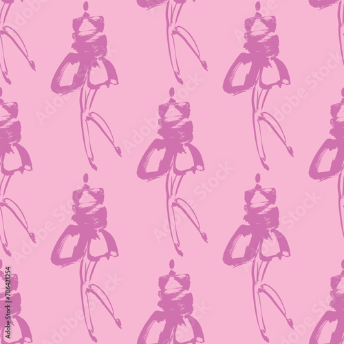 Hand Drawn Fashion Designer Illustration Seamless Pattern.Fashion Model Illustration, Stylish Sketch.Hand drawn outfit look.Fashion Designer Style. Placement Print. t