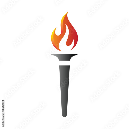 Simple icon of torch with red and orange fire