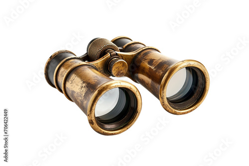 Brass Binoculars isolated on transparent background