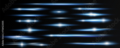 Set of realistic vector blue stars png. Set of vector suns png. Blue flares with highlights. 