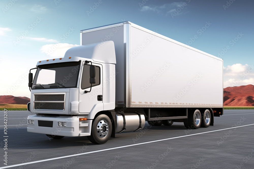 box truck with trailer 3D Illustration box truck with trailer 3D Illustration
