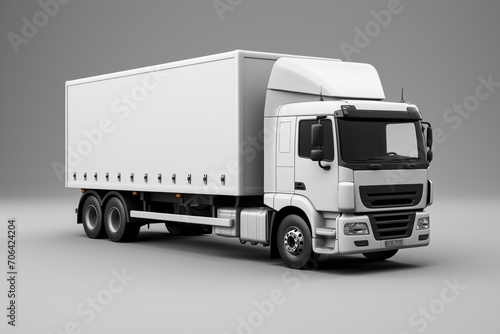 box truck with trailer 3D Illustration