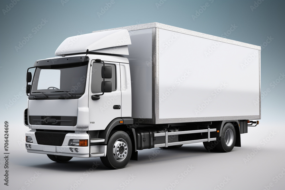 box truck with trailer 3D Illustration