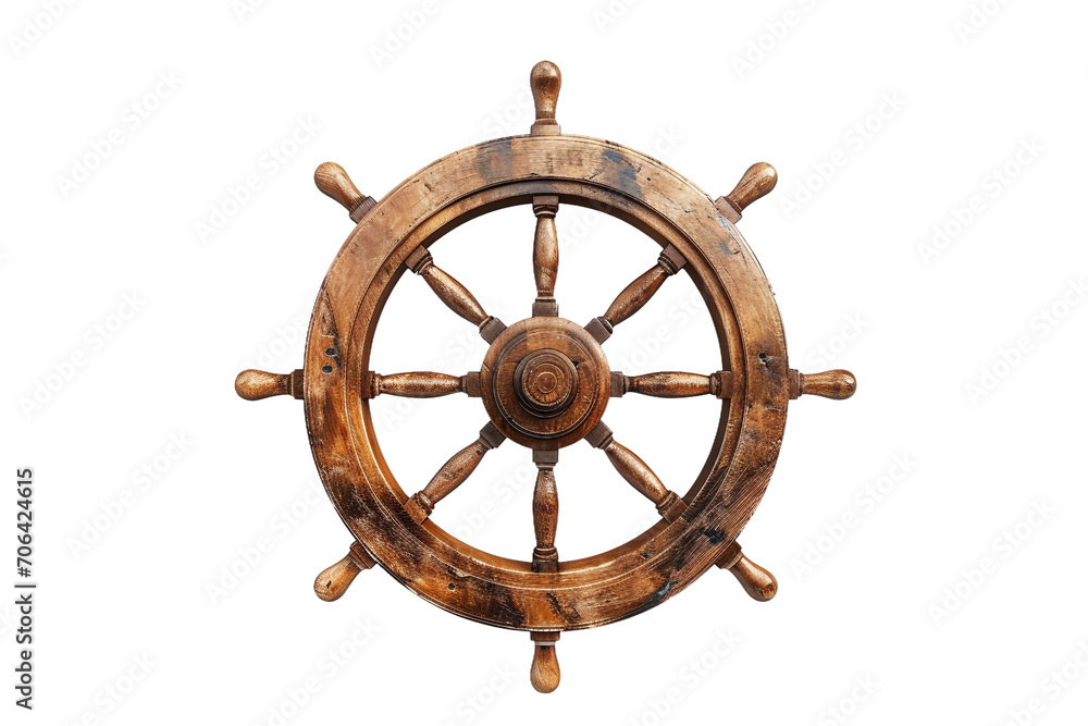 Wooden Ship Wheel isolated on transparent background