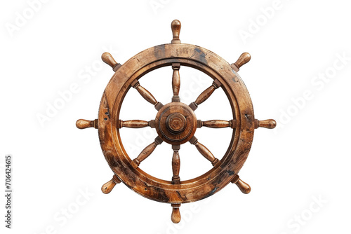 Wooden Ship Wheel isolated on transparent background