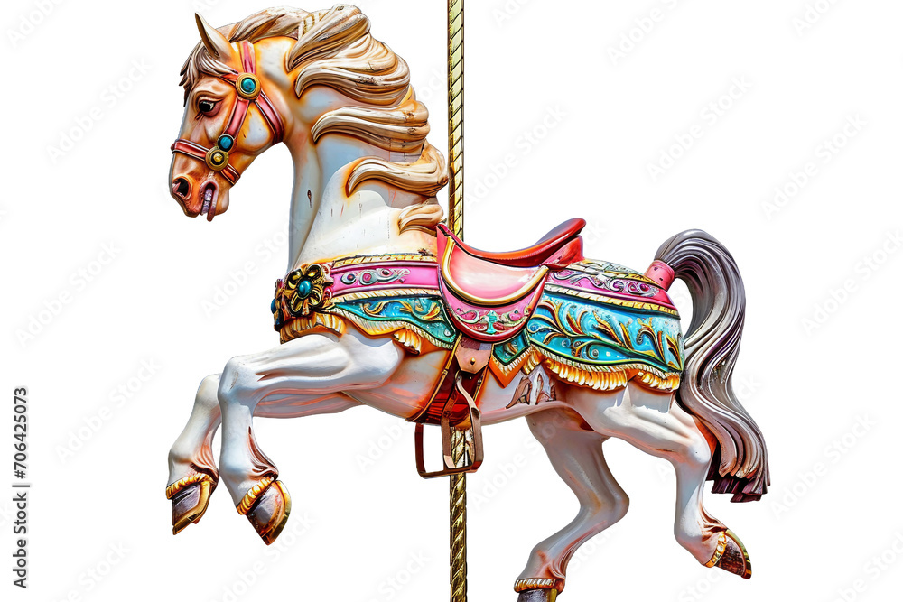 Whimsical Carousel Horse isolated on transparent background