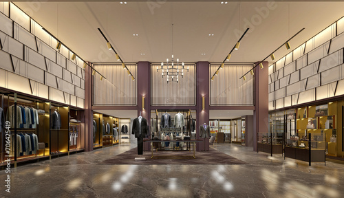 3d render of cloth store interior photo
