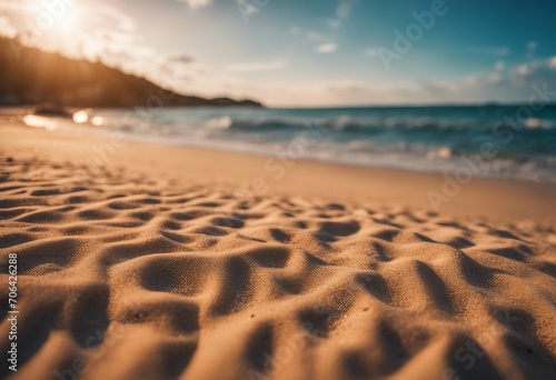 Closeup sea sand beach Panoramic beach landscape Inspire tropical beach seascape horizon Orange