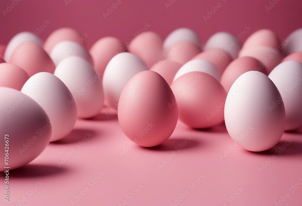 Pattern of pink and white Easter eggs over pink background Pattern of pink and white Easter eggs over pink background