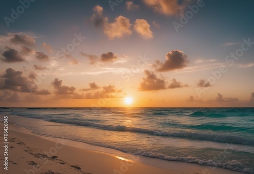 Wschód słońca nad plażą w Cancun
