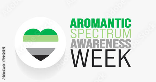 February is Aromantic Spectrum Awareness Week background template. Holiday concept. background, banner, placard, card, and poster design template with text inscription and standard color. vector 