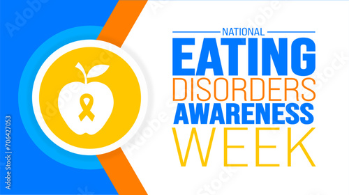 February is National Eating Disorders Awareness Week background template. Holiday concept. background, banner, placard, card, and poster design template with text inscription and standard color.