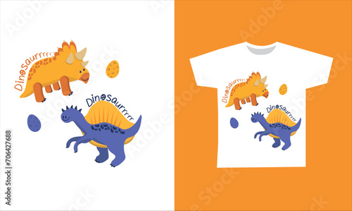 Dinosaur Vector. Cute dinosaur vectors, roar, pattern. Tshirt design
