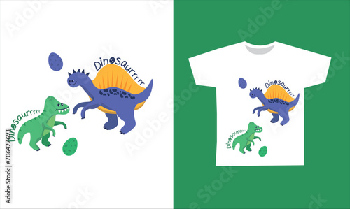 Dinosaur Vector. Cute dinosaur vectors, roar, pattern. Tshirt design