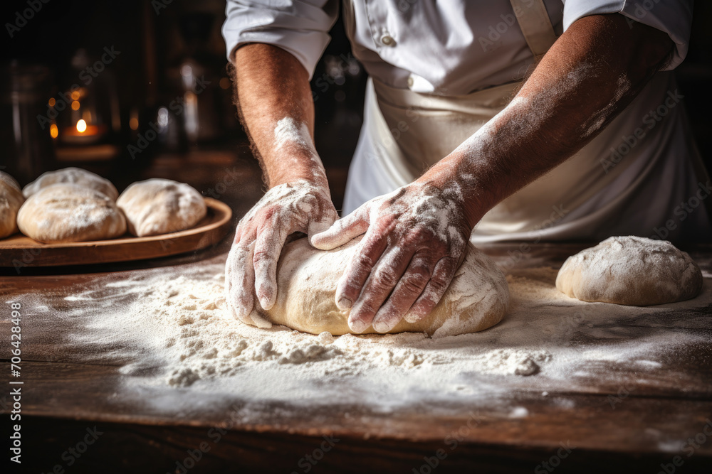 hands kneading dough