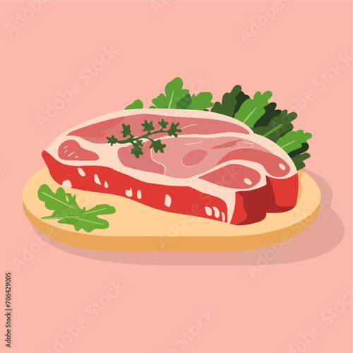 Pork Meat Flat Vector Illustration