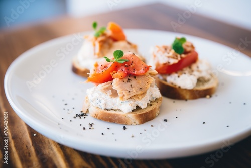 bagel with cream cheese and sausage slices