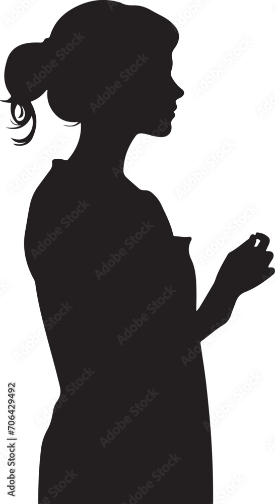 black silhouette of a female nurse generative ai