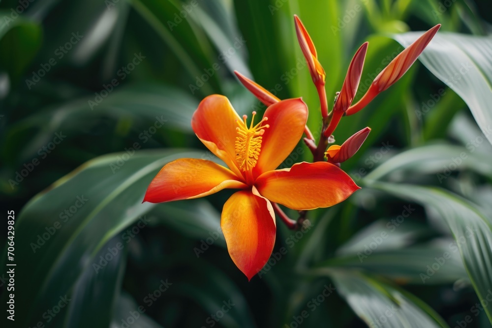 A detailed view of a flower on a plant. This image can be used to showcase the beauty of nature or as a botanical reference A detailed view of a flower on a plant. This image can be used to showcase the beauty of nature or as a botanical reference