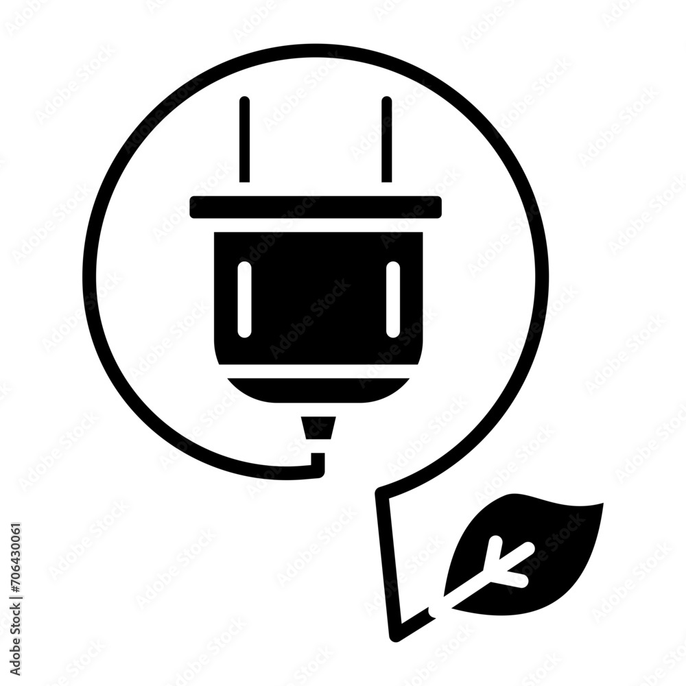 Obraz premium Eco Power Socket Icon of Sustainable Energy iconset.