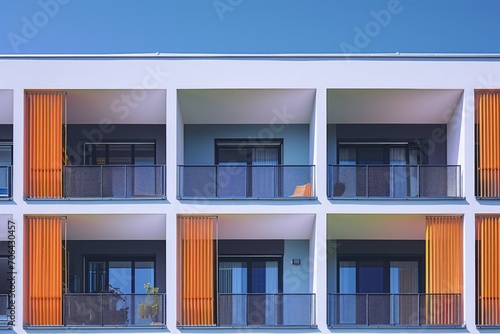 A picture of an apartment building with multiple balconies. Suitable for real estate, architecture, and urban living concepts