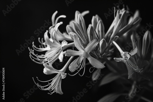 A black and white photo of a flower. Suitable for various uses