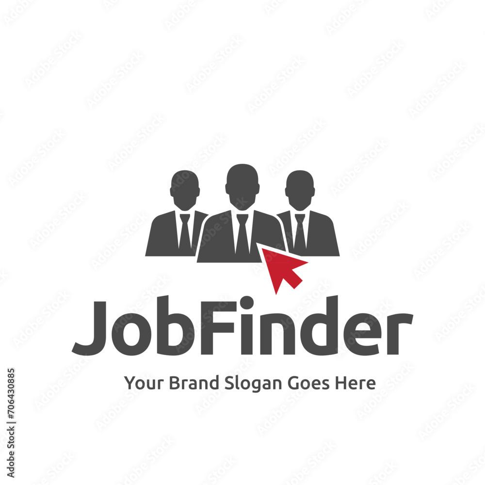 Job logo finder design template. Creative concept of digital find job vector illustration.