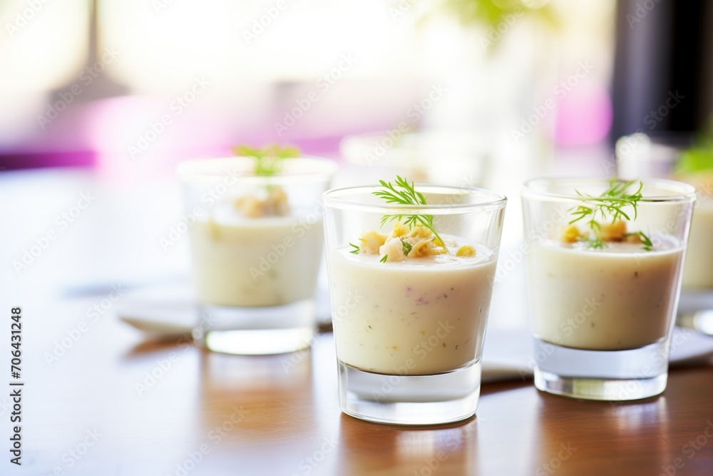 clam chowder appetizer size in small glass cups clam chowder appetizer size in small glass cups
