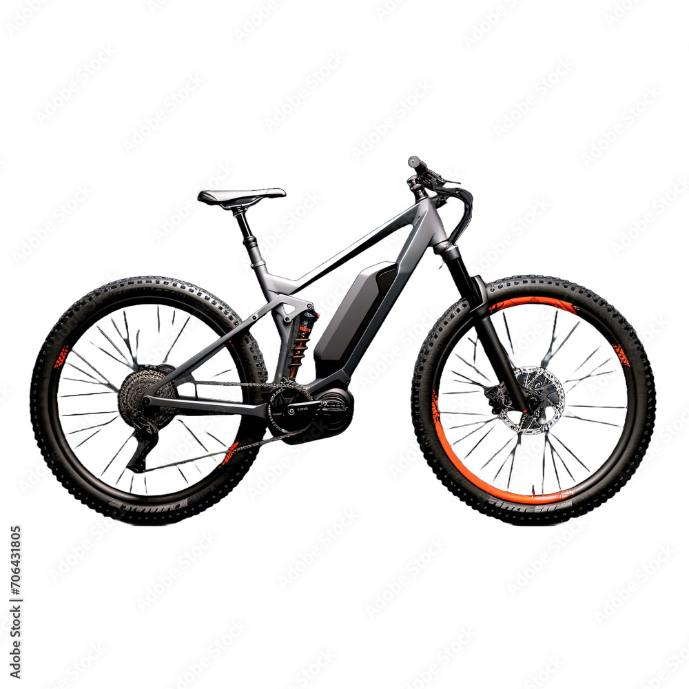 Modern Electric Bicycle Isolation on a transparent background