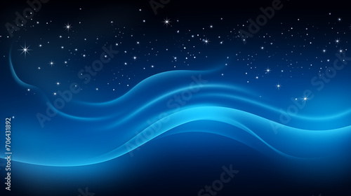 Blue abstract background with wavy lines and sparkling glitter.