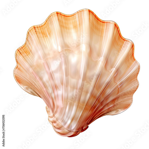 Decorations of seashell or ocean mollusk. Underwater life isolated on transparent background