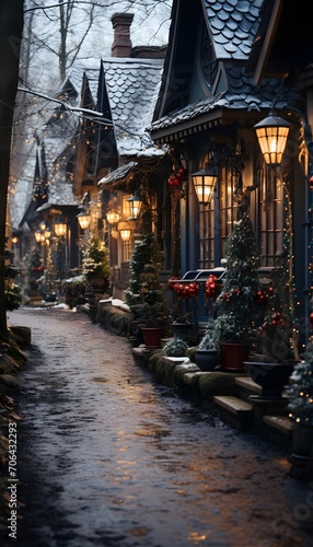 Winter street in the old town of Gdansk  Poland.