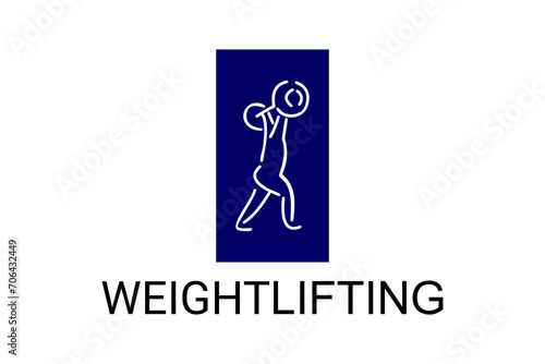 weightlifting sport vector line icon. an athlete practicing weightlifting. sport pictogram, vector illustration.