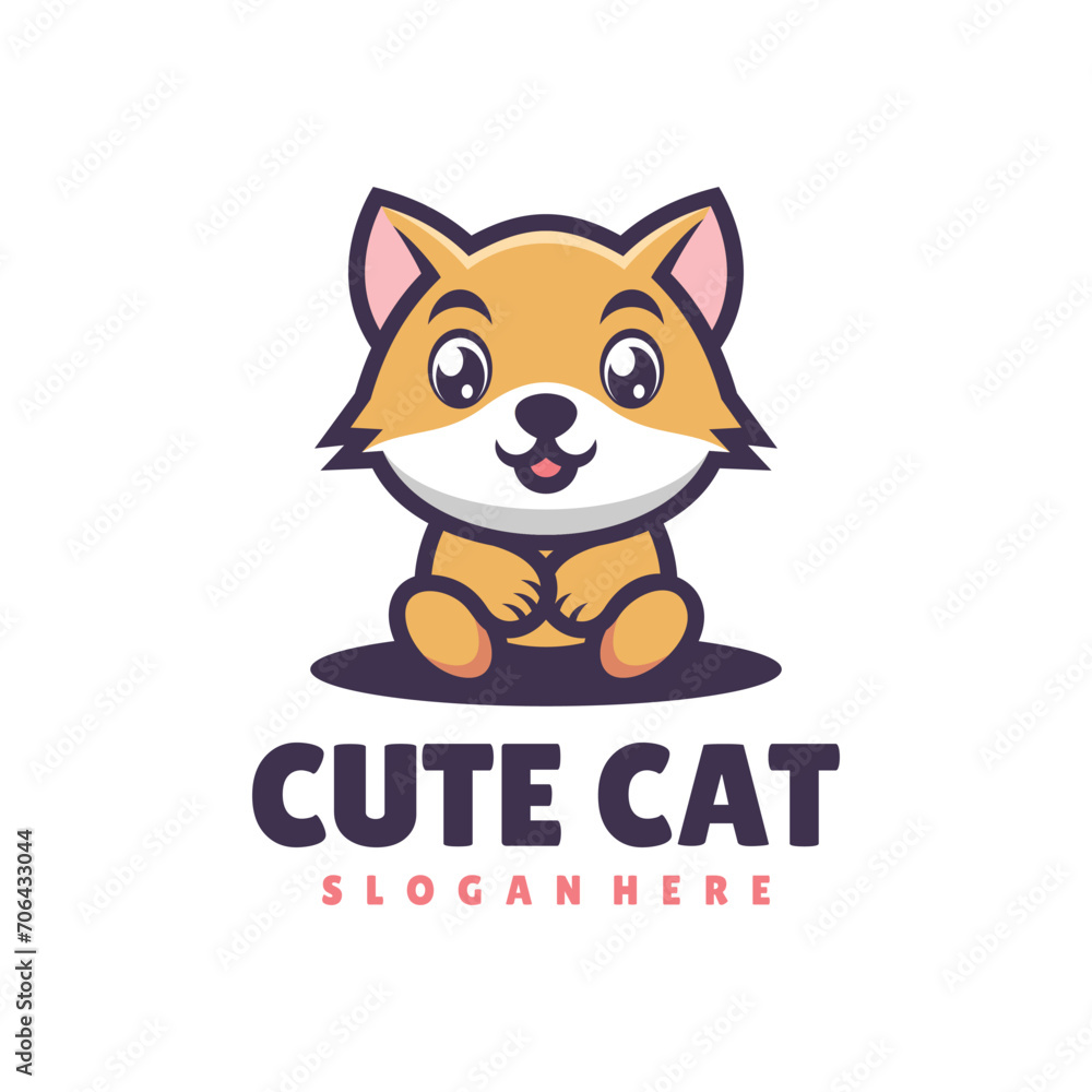 simple design, cute and adorable cute cat mascot sitting simple design, cute and adorable cute cat mascot sitting