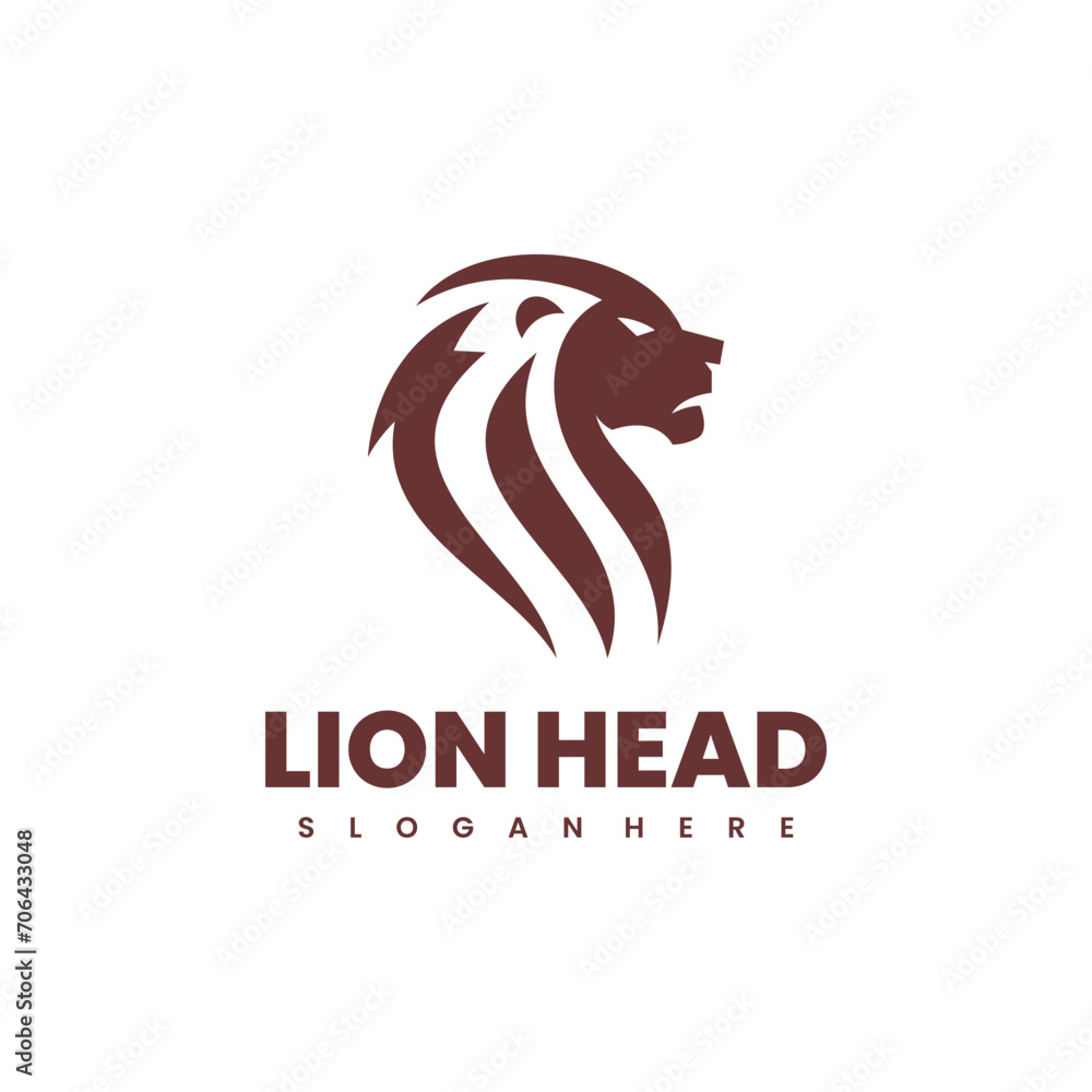 lion head silhouette logo design