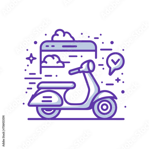 Line Art Illustration of Empty Scooter photo