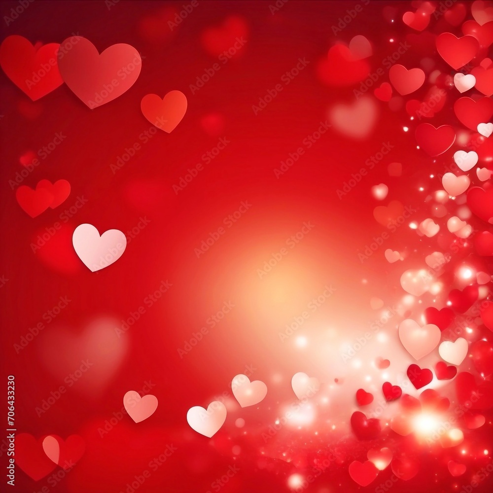 Red​ hearts​ bokeh​ valentines background