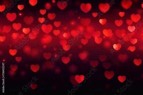 red hearts​ bokeh​ lights​ background, Valentine's​ Day​ background​
