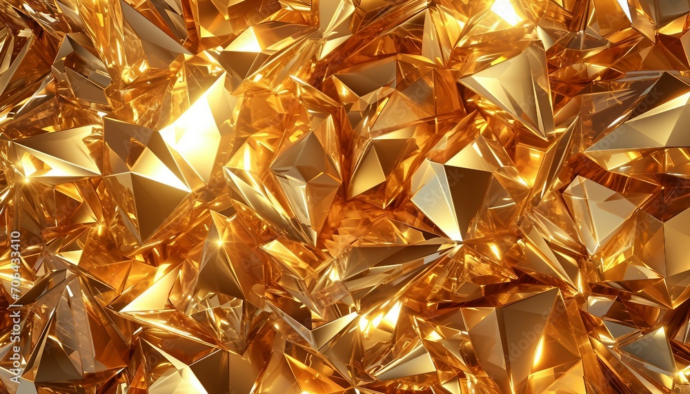 Computer-generated abstract gold crystal background, abstract gold crystal background, faceted texture, macro panorama, wide panoramic polygonal wallpaper Computer-generated abstract gold crystal background, abstract gold crystal background, faceted texture, macro panorama, wide panoramic polygonal wallpaper
