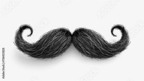 A detailed shot of a moustache on a white surface. This image can be used in various contexts