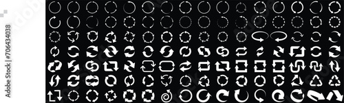 Circle arrows icon set. Round reload sign, repeat icon, rotate arrow symbol, Vector illustration web design. flat style, clip art.