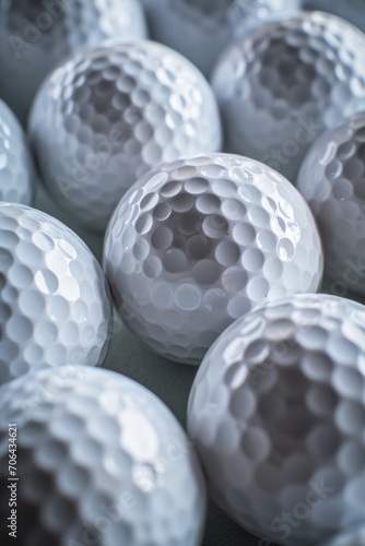 A collection of golf balls arranged neatly on a table. Perfect for sports enthusiasts and golf-related designs