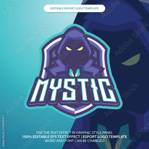 Mystic Ninja Mascot Emblem Badge Esport Logo Game Design. Identity for Gamer Streamer Club