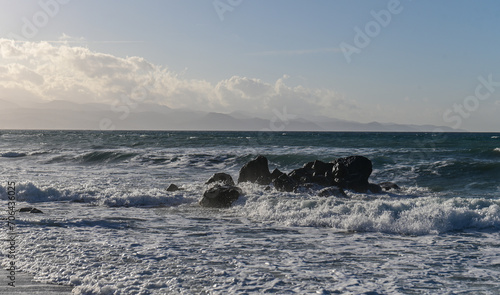 waves of the Mediterranean sea in winter on the island of Cyprus 5