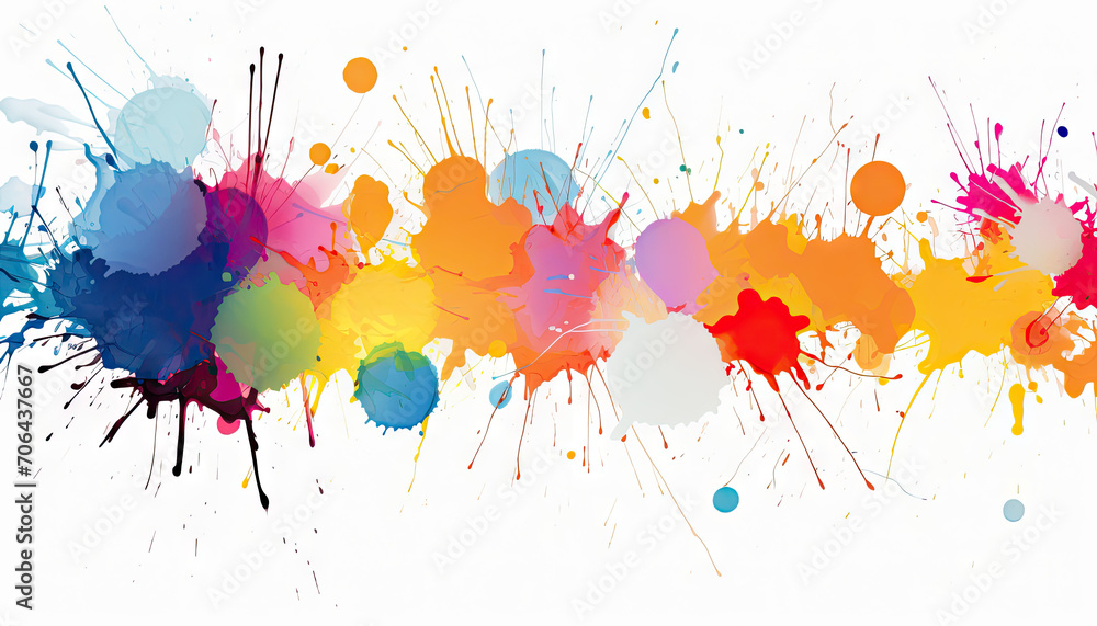 Abtract colourful brush spots on clear white background