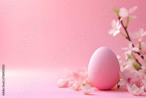 pink easter egg, Happy Easter day decoration on pink background with copy space