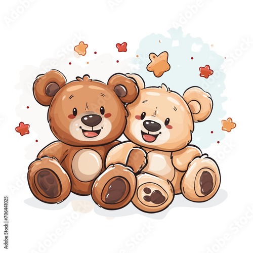 Cute cartoon teddy bears on white background icon vector