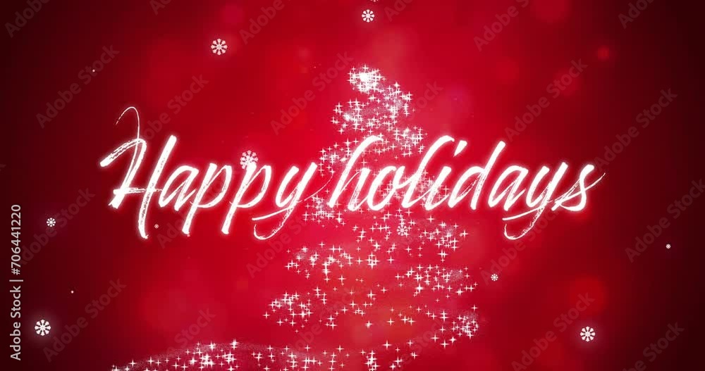 Animation of happy holidays text, snow falling over winter scenery Animation of happy holidays text, snow falling over winter scenery