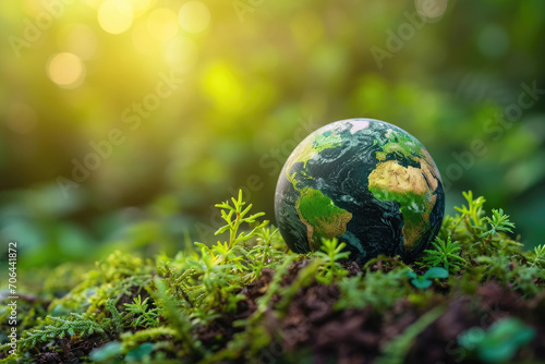 earth globe with green grass