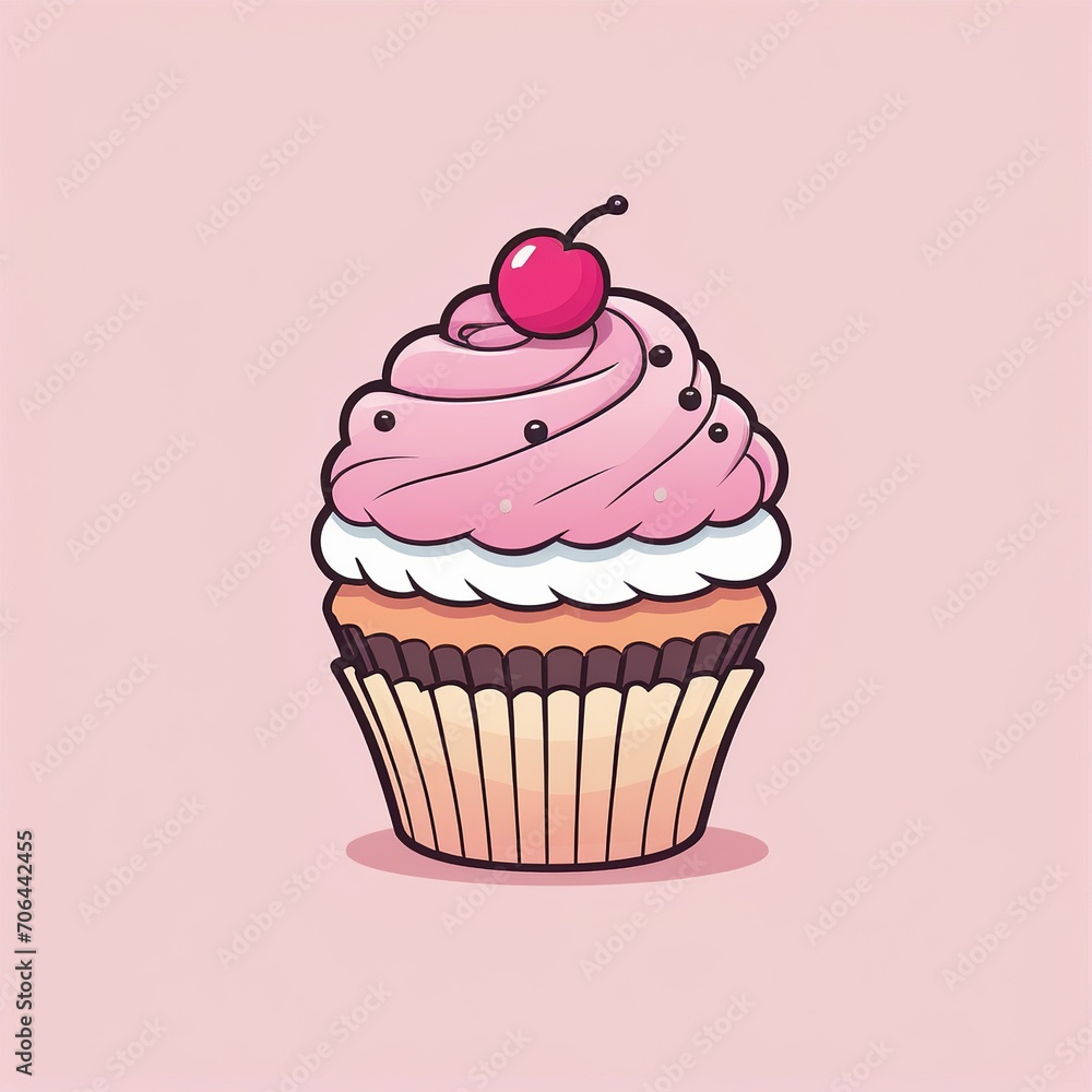 High-Quality Minimalist Cupcake Illustration High-Quality Minimalist Cupcake Illustration